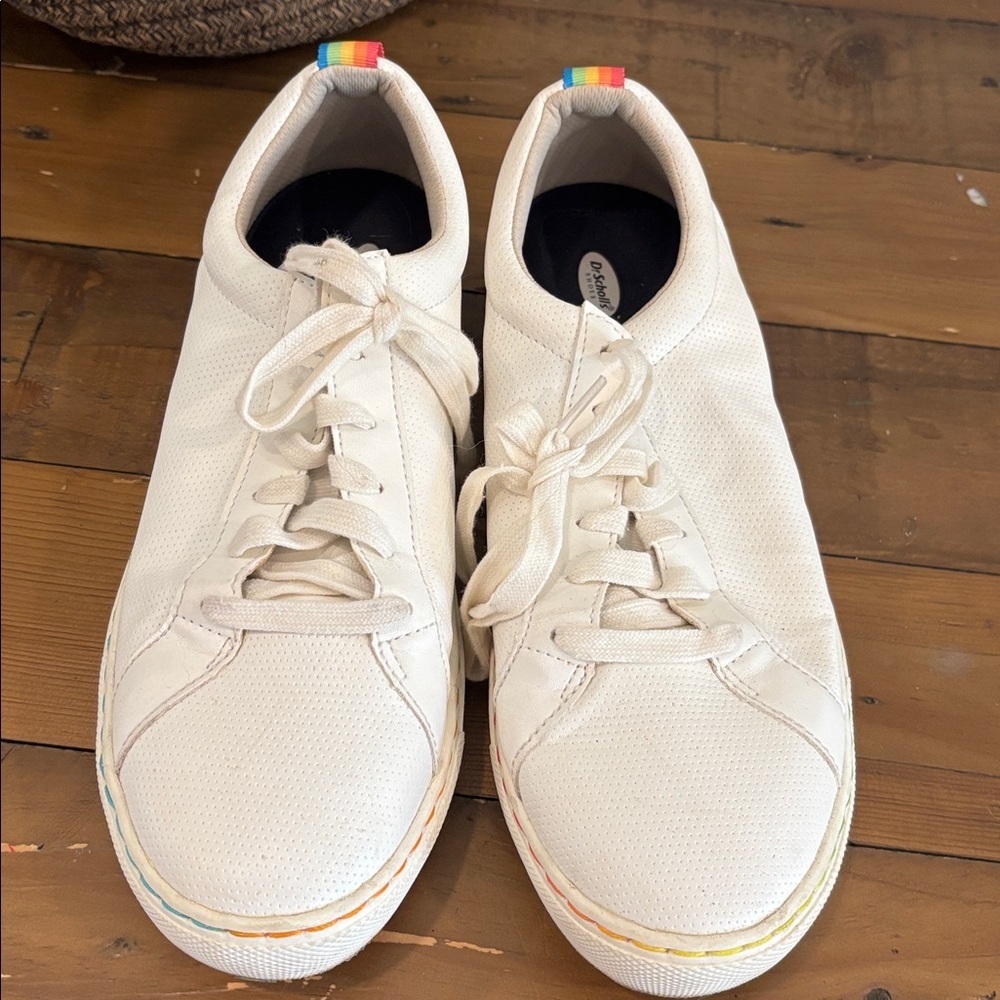 Dr. Scholl’s No Bad Vibes Pride Sneakers White Rainbow Comfort Shoes Women’s 9 🌈